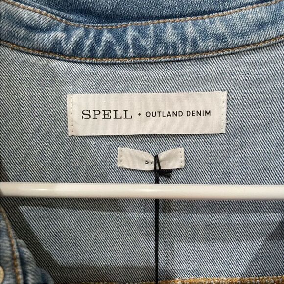 NWT Spell & The Gypsy x Outland Denim Jean Stretch Romper Playsuit S Long Sleeve - Picture 5 of 8